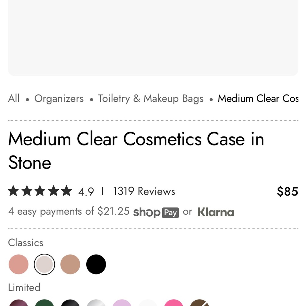 NWT Calpak Medium Clear Cosmetic Case in Stone - Picture 6 of 7